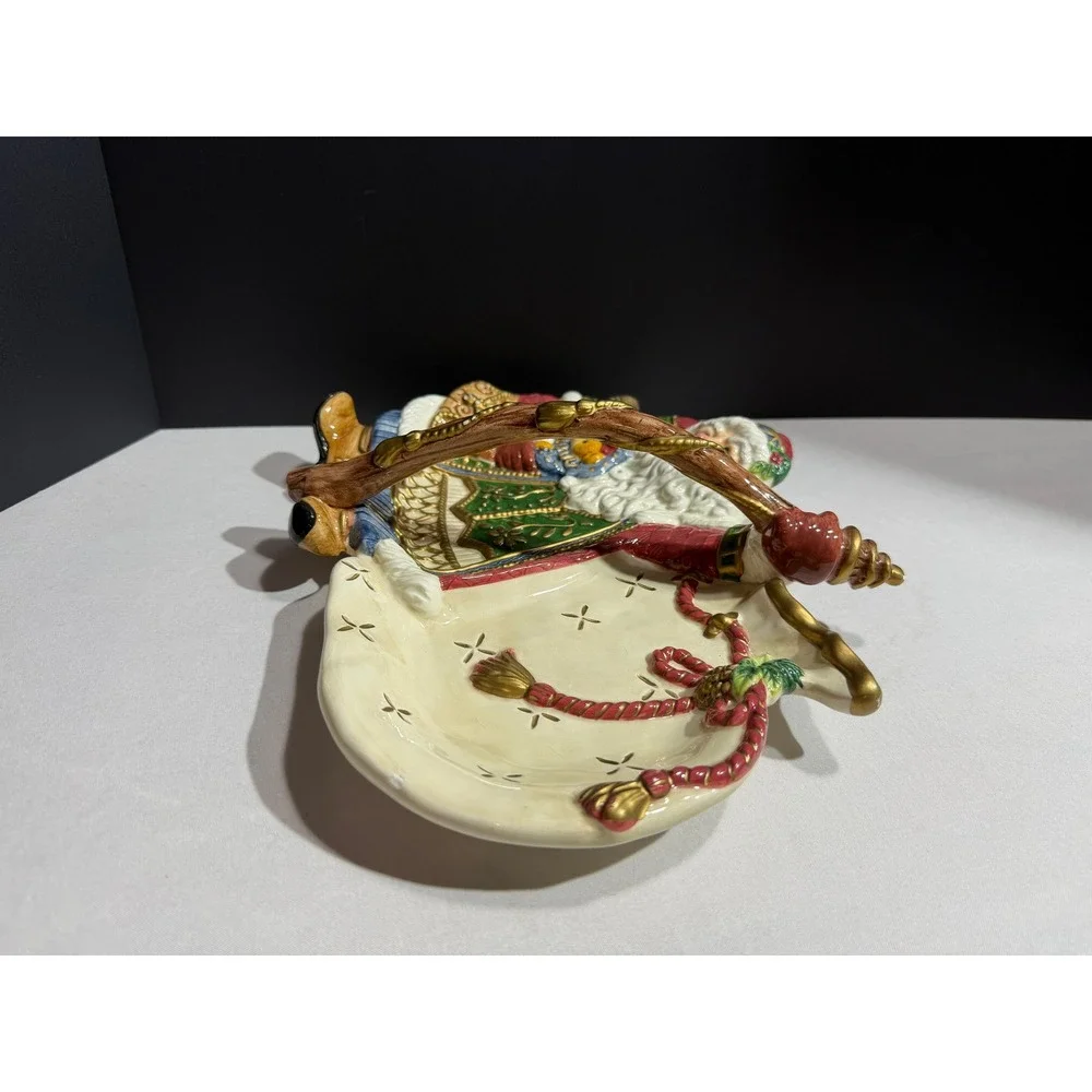 Fitz and Floyd Classics Santa Claus Ceramic Candy Dish Tray Handcrafted Holiday